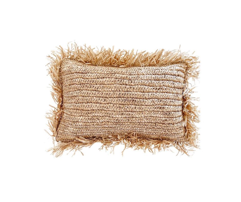 Natural Raffia Cushion - Rectangle With Insert Sun Republic