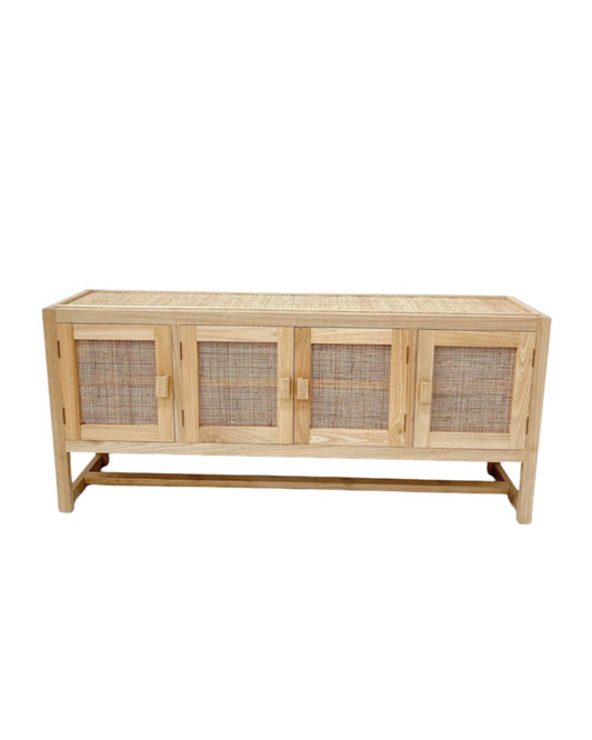 Natural Teak & Rattan Seville Sideboard Blacksalt