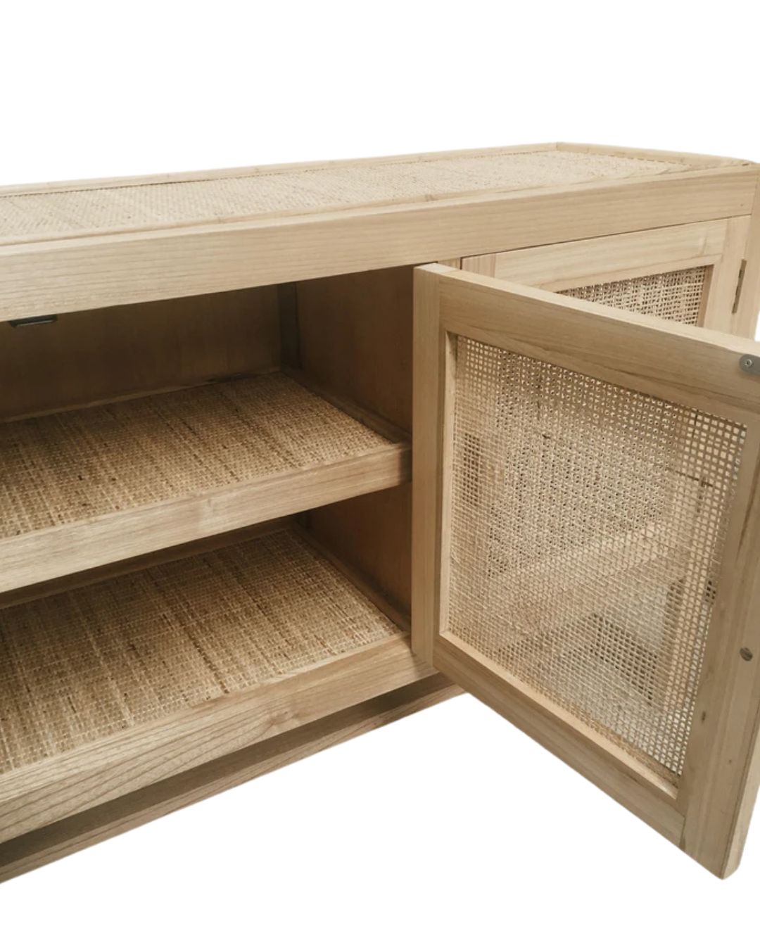 Natural Teak & Rattan Seville Sideboard Blacksalt