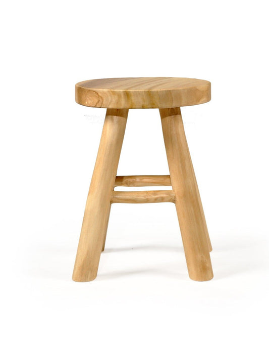 Natural Teak Round Short Stool