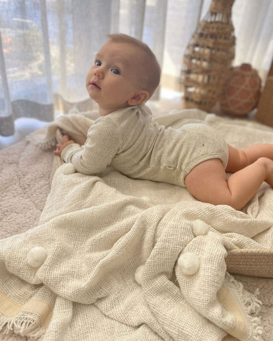 Nursery Plush Pom Pom Throw Blanket Sun Republic