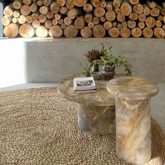 Organic Jute Round Rug | Natural Two Tone Zebra Home