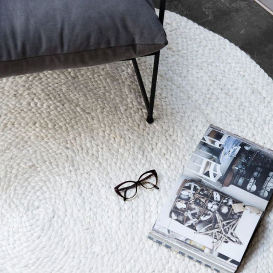 Organic Jute Round Rug | Off-White/Ivory Zebra Home