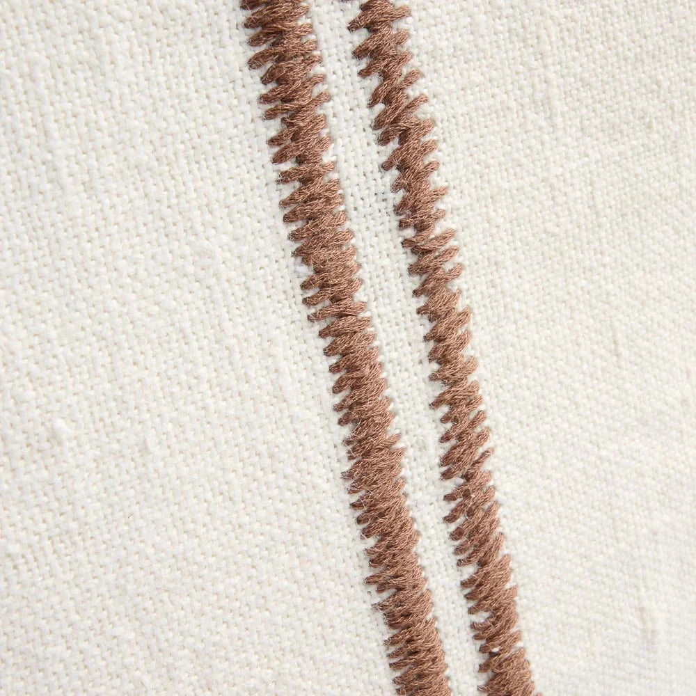 Orion Linen Cushion - Off White/Chocolate | With Feather Insert Sun Republic