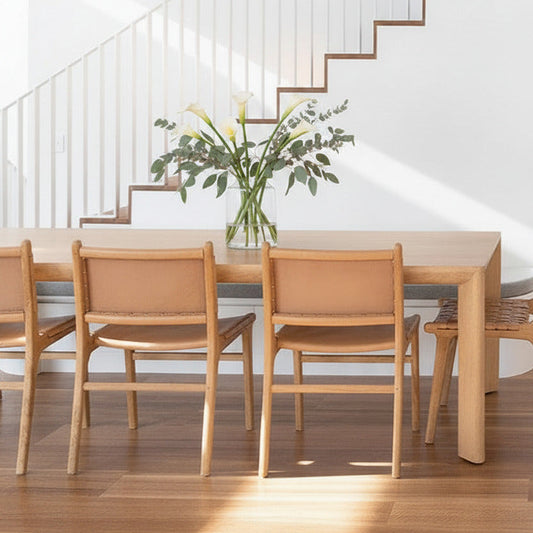 Otis Dining Chair Leather & Teak - Nude Sun Republic