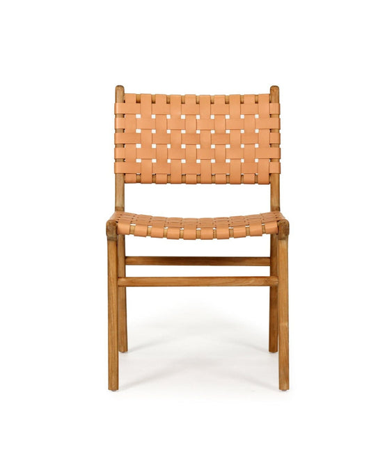 Otis Dining Chair Woven Leather & Teak - Nude (Natural) Sun Republic