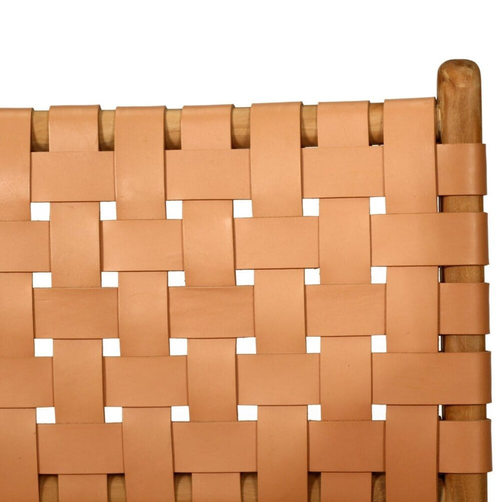 Otis Dining Chair Woven Leather & Teak - Nude (Natural) Sun Republic