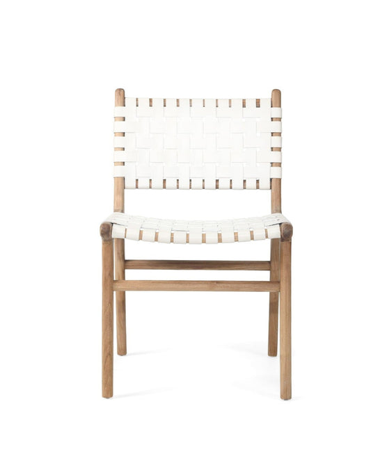 Otis Dining Chair Woven Leather & Teak - White Sun Republic