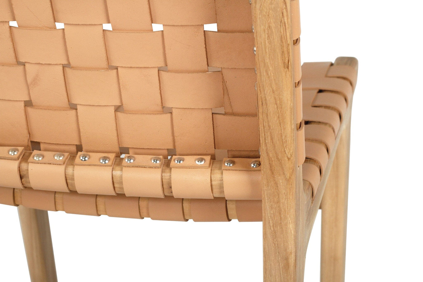 Otis Woven Nude Leather & Teak Counter Stool Sun Republic