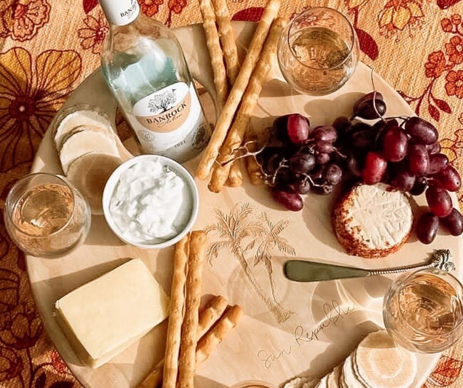 Portable Round Timber Picnic Table with Wine & Bottle Cut outs Sun Republic