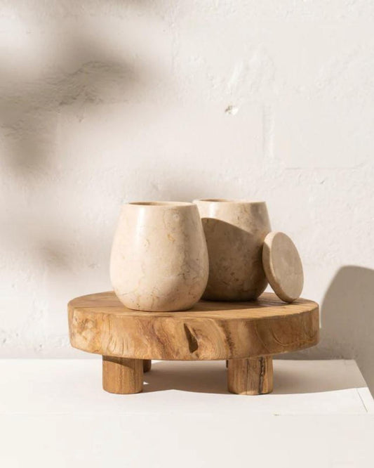 Round Footed Teak Tray - Eka Sun Republic