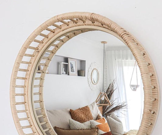 Round Natural Rattan Mirror Sun Republic