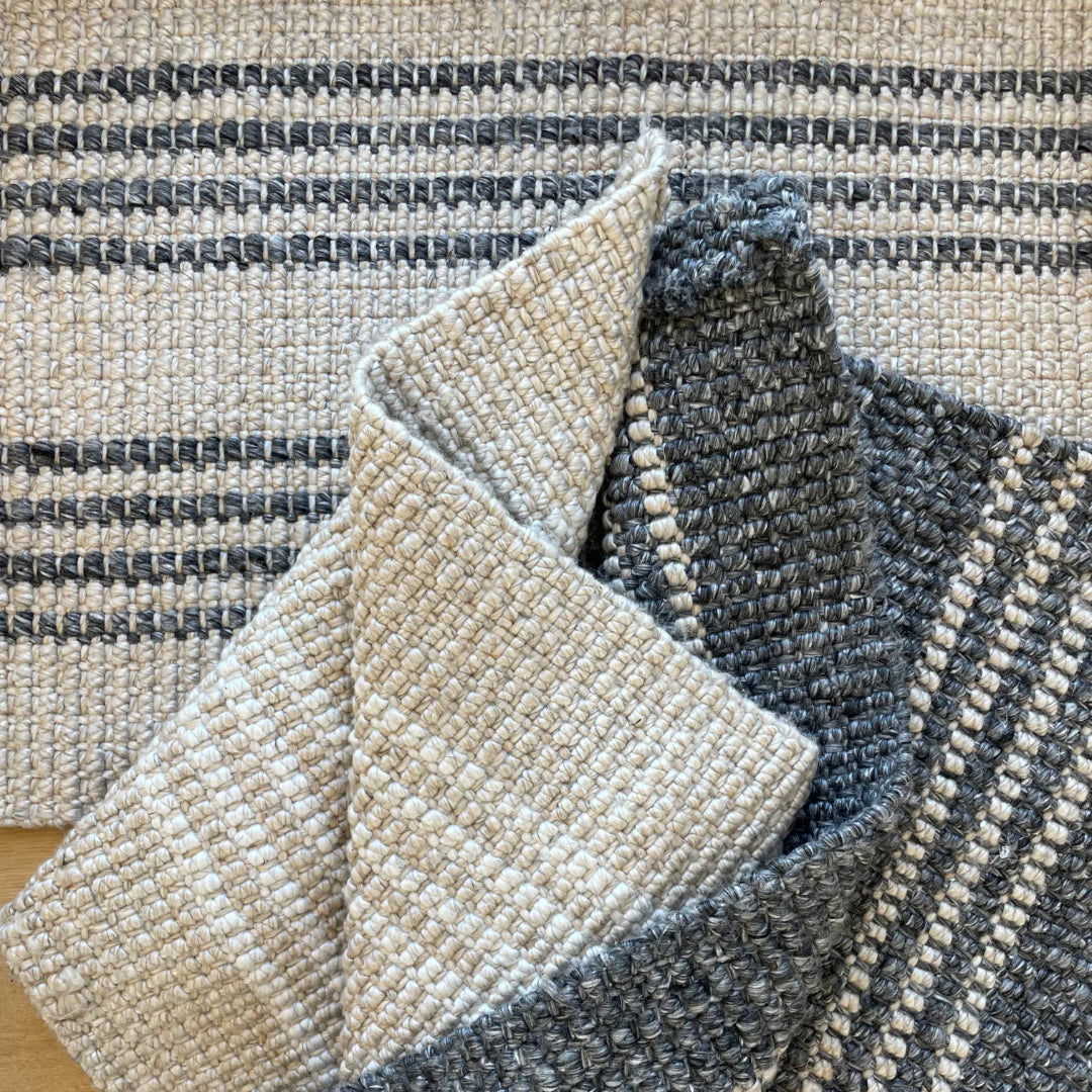 Slate with ivory stripe eco floor mat