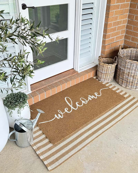 Stripe Natural & Sand Large Floor Mat Underlay Door Mates
