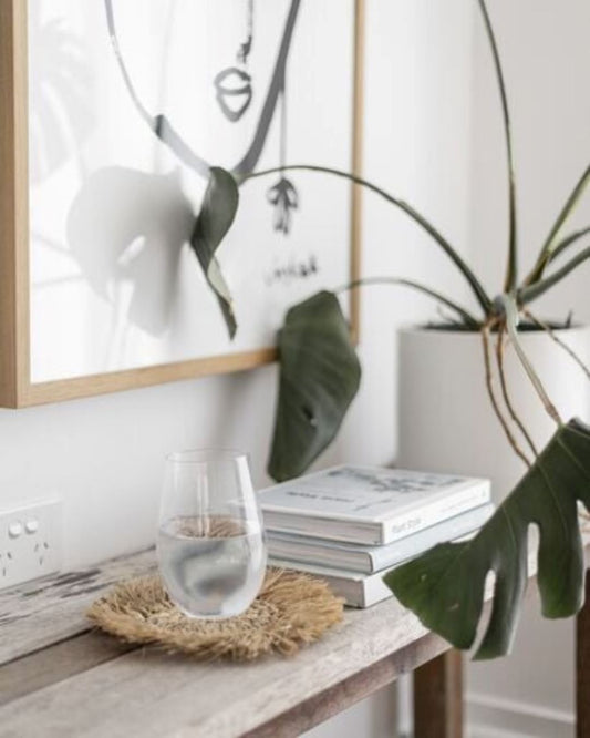 Sunset Natural Raffia Coaster with Fringe Border Sun Republic