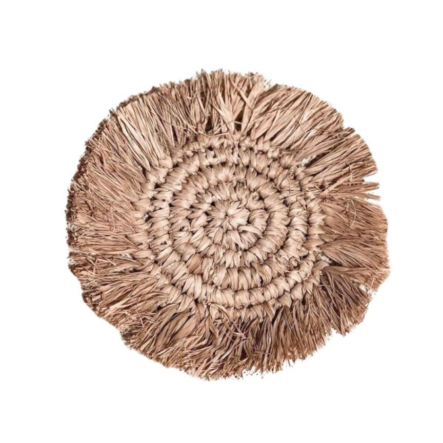 Sunset Natural Raffia Coaster with Fringe Border Sun Republic