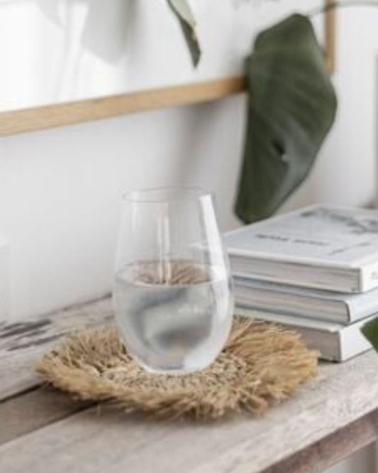 Sunset Natural Raffia Coaster with Fringe Border Sun Republic