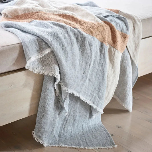 Tallows Linen Throw _ Natural/Orche/Blue Eadie Lifestyle