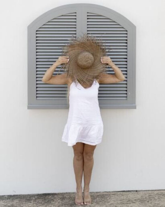 Tan Palm Leaf Sun Hat With Fringe - Sophia Sun Republic