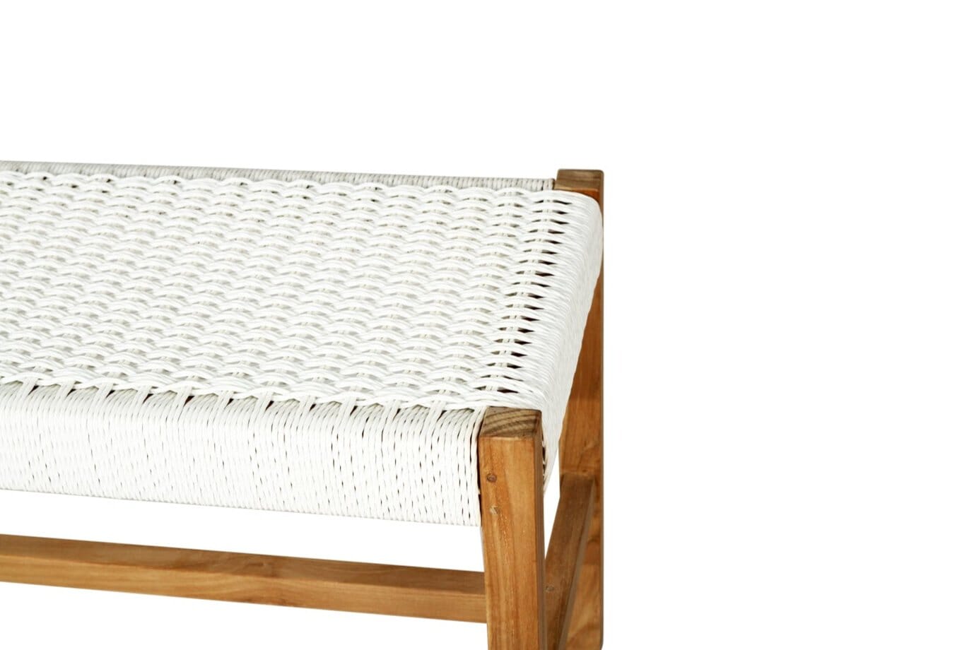 Cumberland Teak Coastal Style Woven Bench Seat White