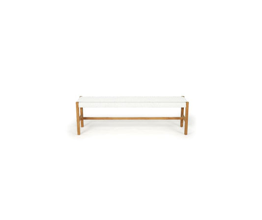 Teak Coastal Style Woven Bench Seat - White Sun Republic