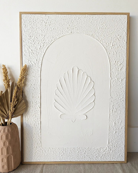 Textured Plaster Art - Coastal Clam Shell 'Organic White' SUN REPUBLIC