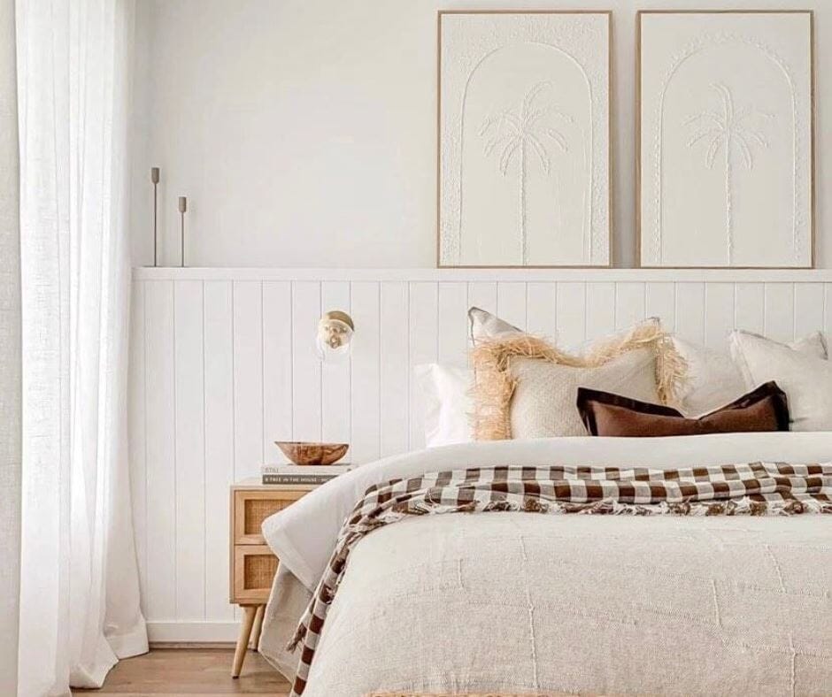 Textured Plaster Art - Coastal Palm 'Organic White' SUN REPUBLIC