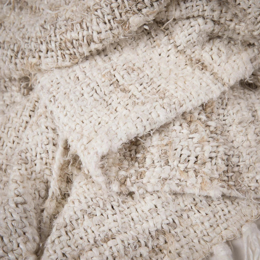 Wabi Linen Throw Ivory - 100% Recycled Linen Hand-Spun Sun Republic