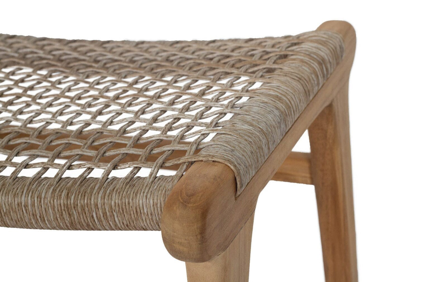 Washed Grey Noosa Teak Woven Ottoman - Indoor/Outdoor Sun Republic