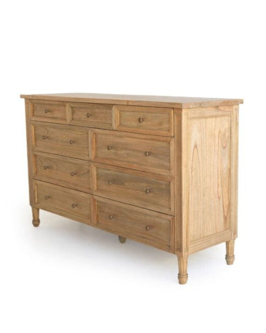 Weathered Oak Cayman Coastal Hamptons 9 Drawer Bedroom Dresser Sun Republic