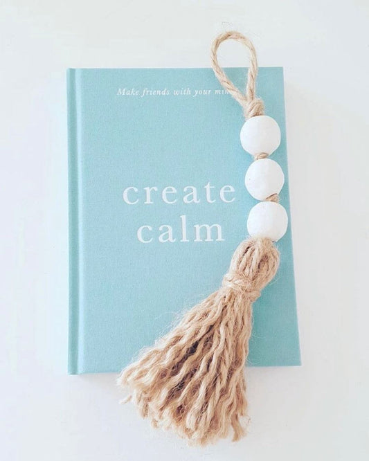 White Clay Bead Garland With Jute Tassel - Small Sun Republic