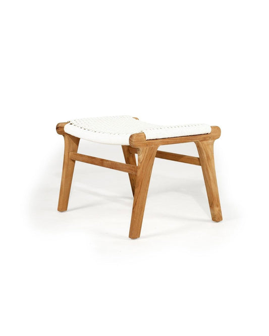 White Cumberland Teak Woven Ottoman - Indoor/Outdoor Sun Republic