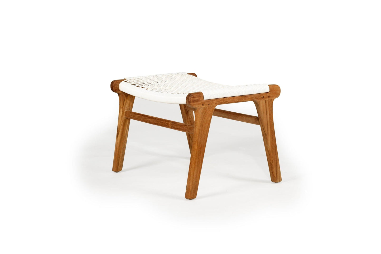 White Noosa Teak Woven Ottoman - Indoor/Outdoor Sun Republic