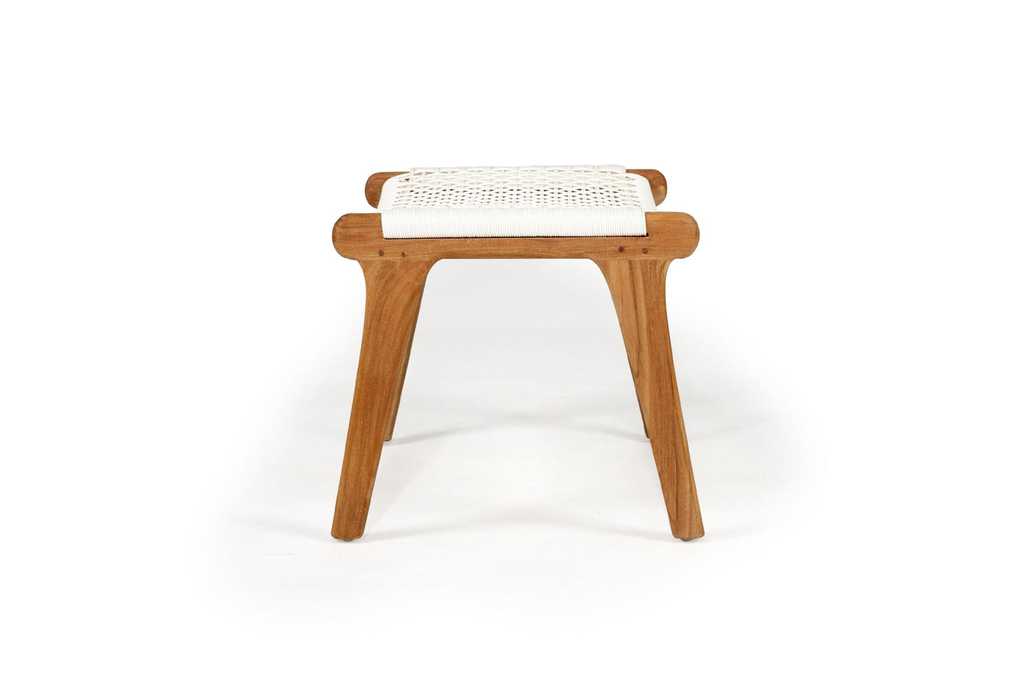 White Noosa Teak Woven Ottoman - Indoor/Outdoor Sun Republic