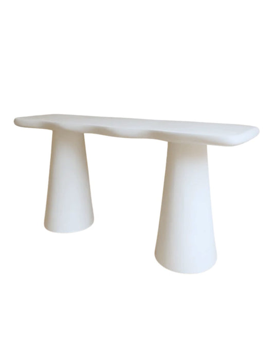 White Pantai Concrete Mediterranean Style Hall Table (Indoor/Outdoor) Blacksalt