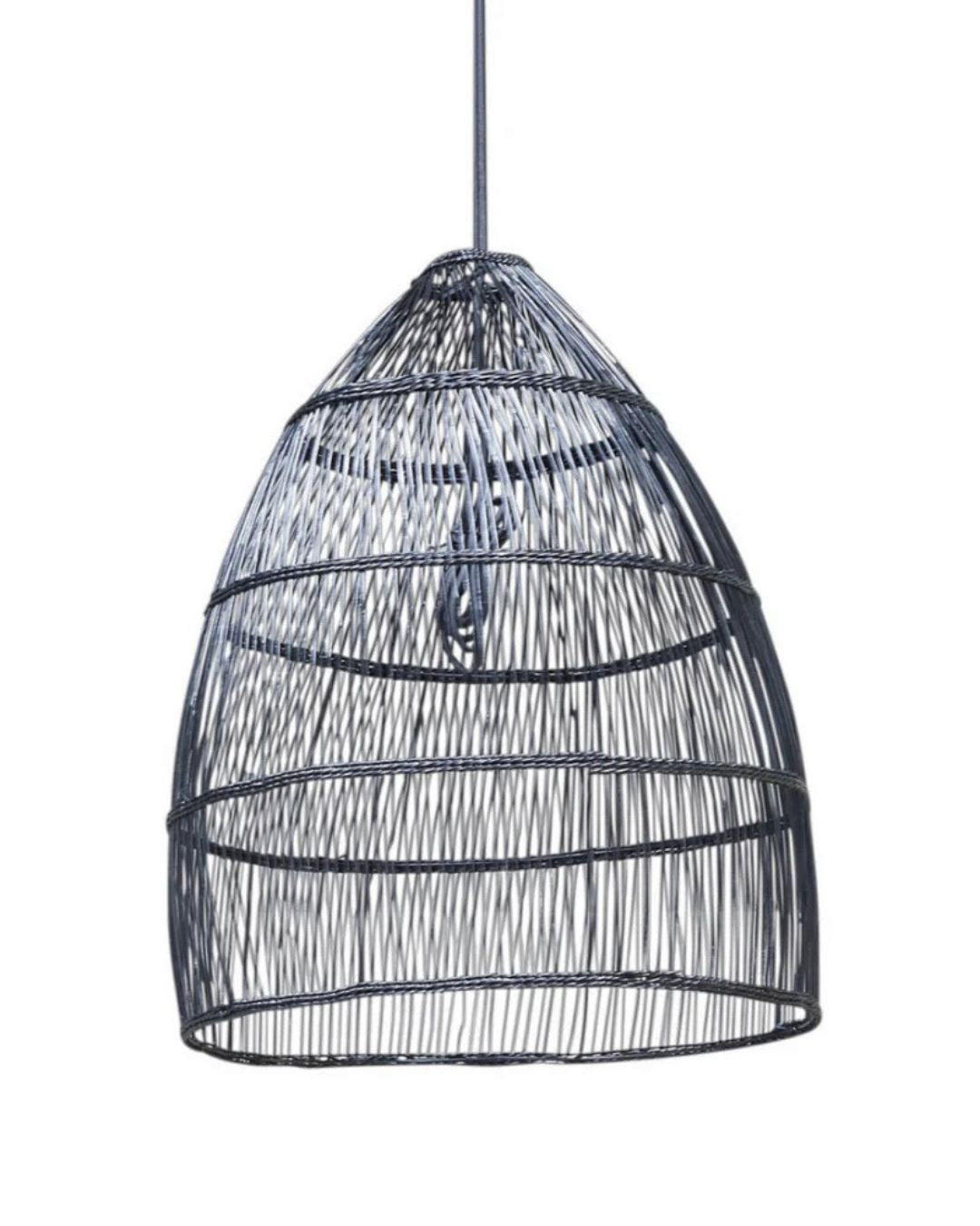Woven Cane Pendant Light Shade – Black Coastal Drift Malawi
