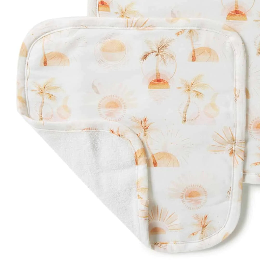 3 Pack Paradise Palm Design Organic Wash Cloths Snuggle Hunny