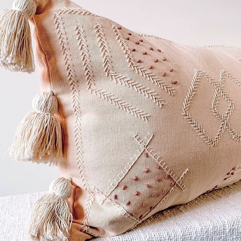 Ava Cotton Boho Embroidered Folk Cushion Sun Republic