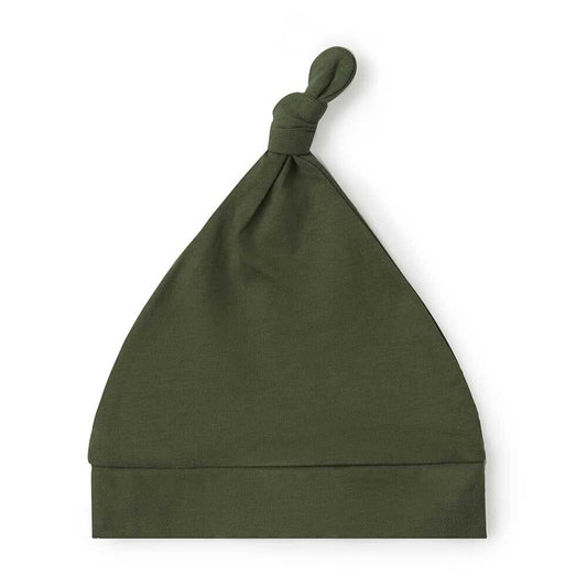 Baby Organic Cotton Knotted Beanie Olive Snuggle Hunny