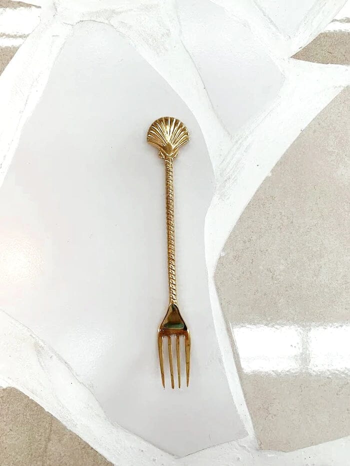 Gold Brass Clam Shell Cutlery - 20cm Knife & Fork Sun Republic