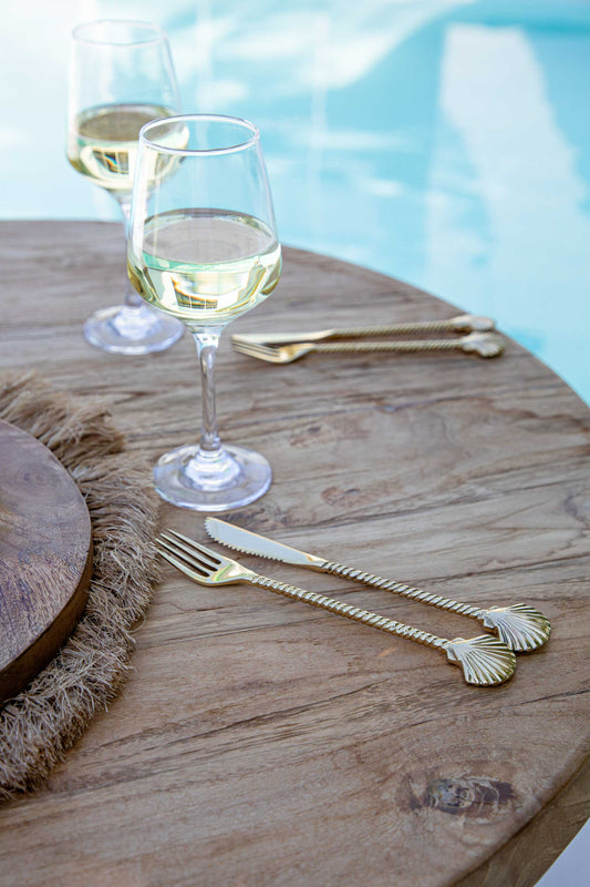 Gold Brass Coastal Clam Shell Cutlery | 20cm Knife & Fork SUN REPUBLIC