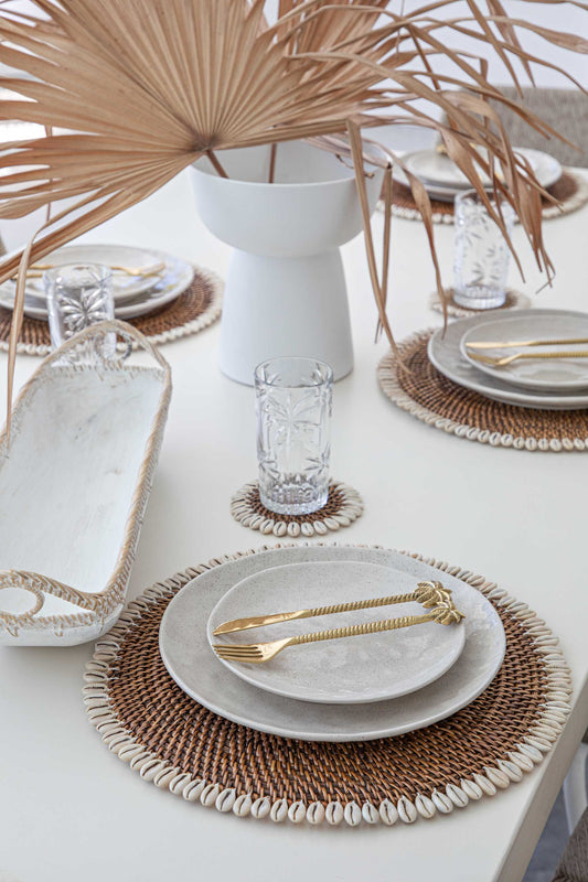 Gold Brass Palm Tree Cutlery | 20cm Knife & Fork SUN REPUBLIC