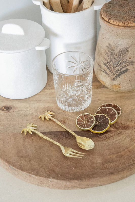 Gold Brass Palm Tree Spoon & Fork | 14cm SUN REPUBLIC