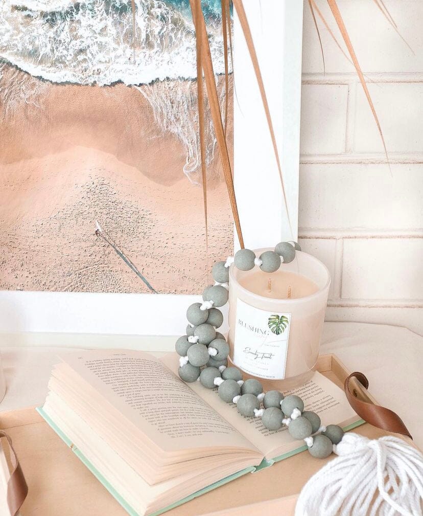 Grey Wooden Beaded Garland with Tassel – Stylish Versatile Décor