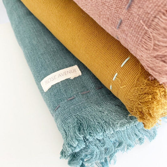 Cotton Throw Blanket – Mustard, Peony & Sage Sun Republic