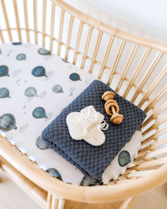 Nursery Bassinet Sheet | Blue Cloud Snuggle Hunny