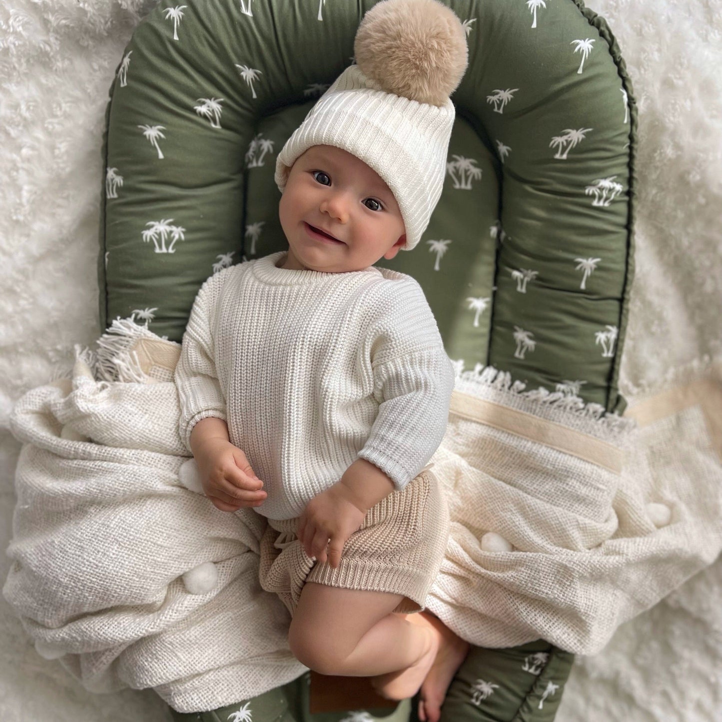 Nursery Plush Pom Pom Throw Blanket Sun Republic