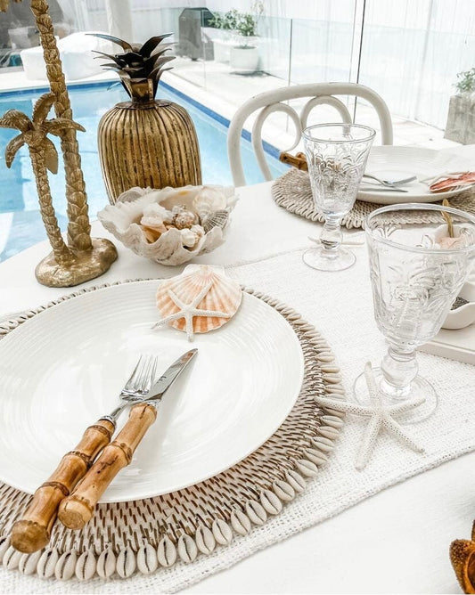 Whitewash Rattan & Shell Placemat SUN REPUBLIC