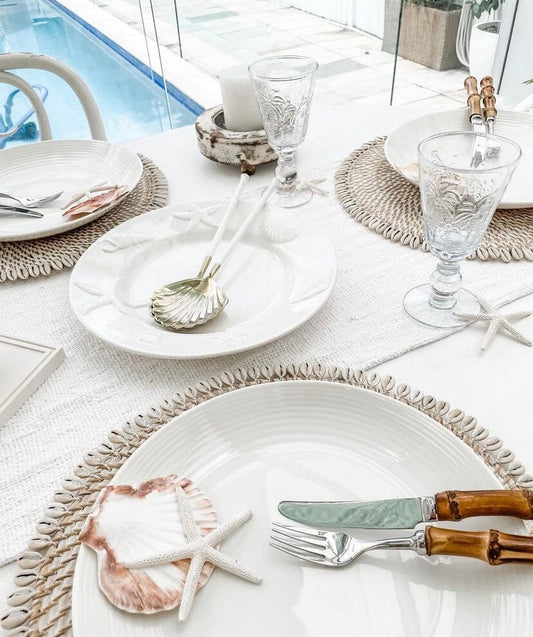 Whitewash Rattan & Shell Placemat SUN REPUBLIC