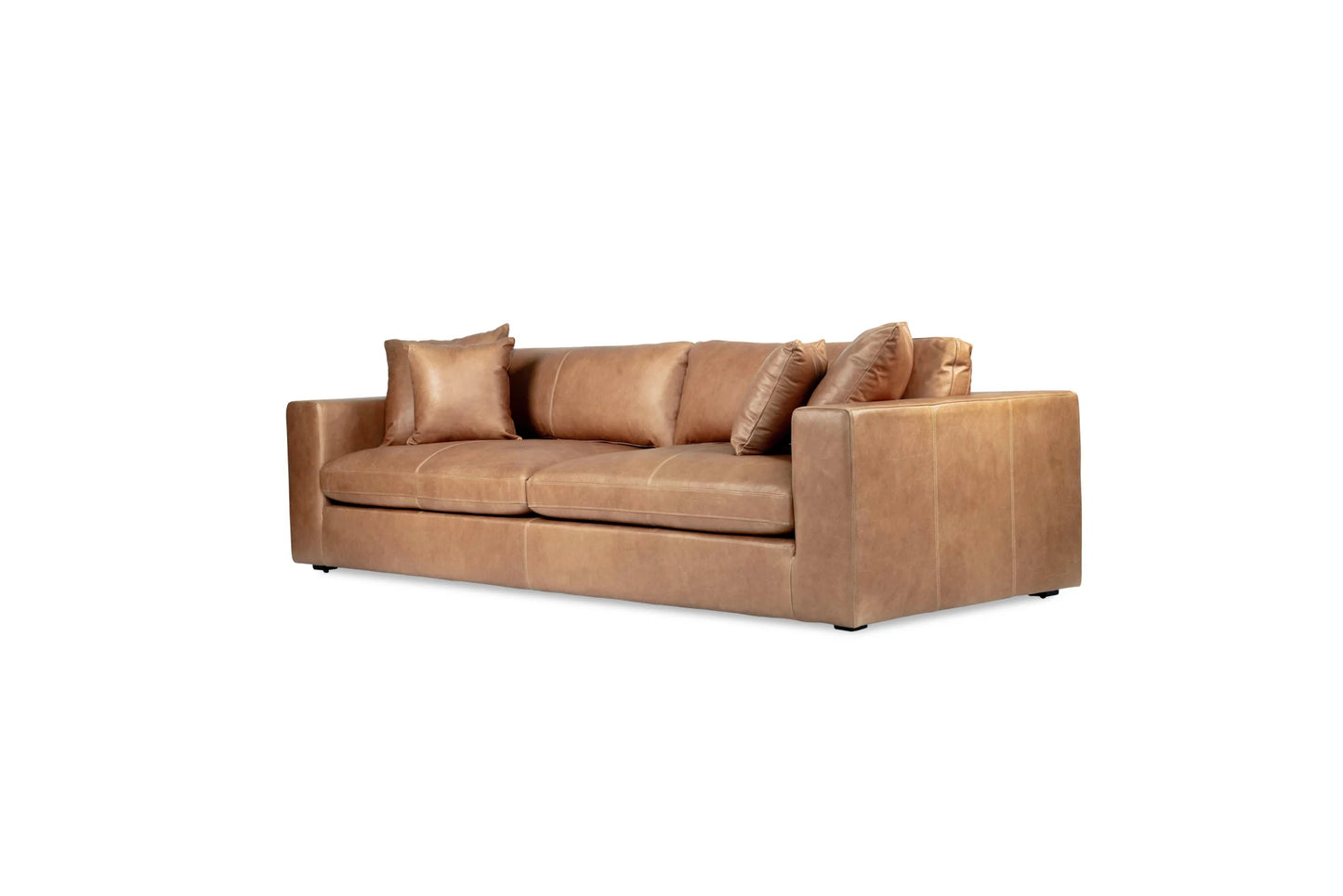 Brown leather sofa on a white background